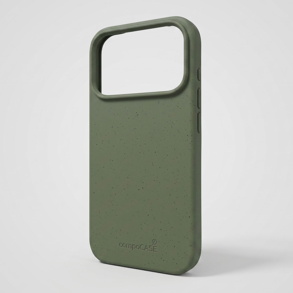 compoCASE Hülle für iPhone 17 Pro Max und 18 Pro Max in Forest Green, Seitenansicht von rechts mit erhöhtem Kamerarand