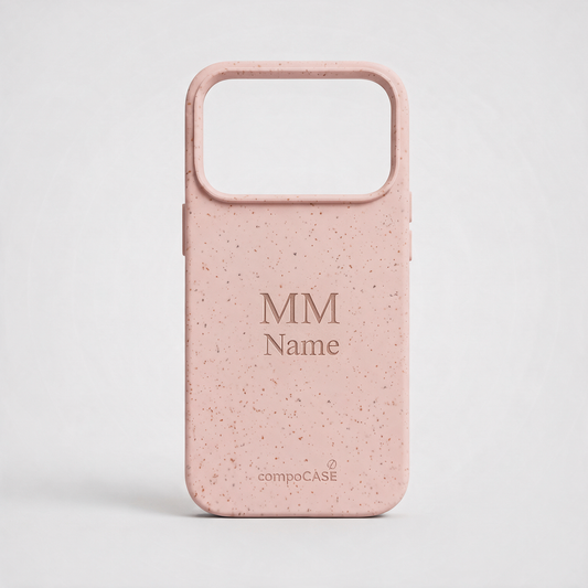 compoCASE Hülle für iPhone 17 Pro in Soft Rose mit personalisierter Gravur